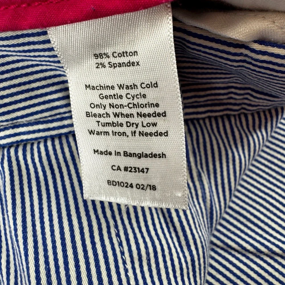 Talbots Perfect Short 14P Womens Blue‎ White Pinstripe Bermuda Cotton Stretch